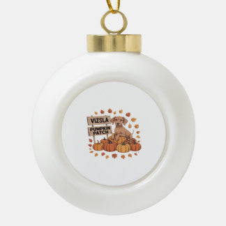 Vizsla Pumpkin Patch Dog Lovers Thanksgiving Hallo Ceramic Ball Christmas Ornament
