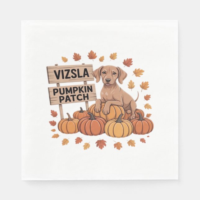 Vizsla Pumpkin Patch Dog Lovers Thanksgiving Hallo Napkins (Front)