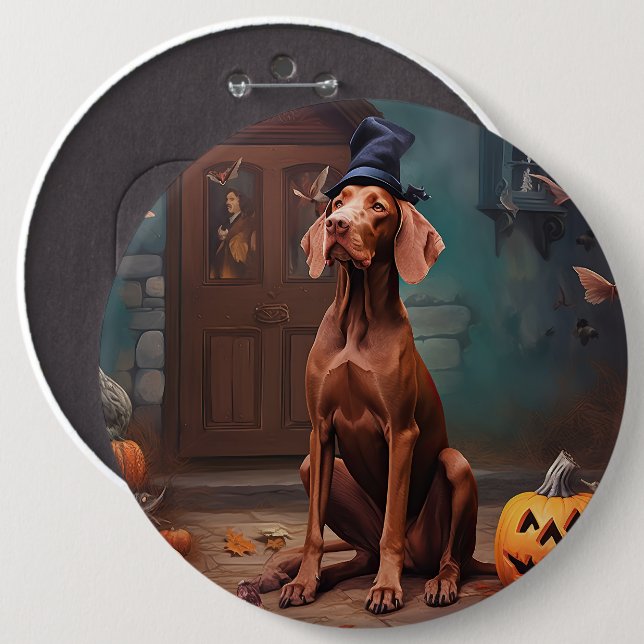 Vizsla Pumpkins Halloween Scary  Button (Front & Back)