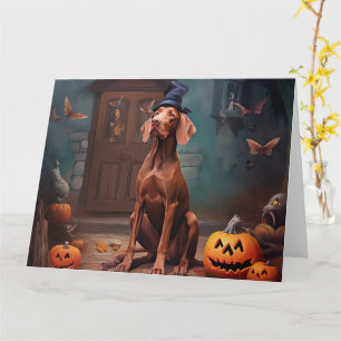Vizsla Pumpkins Halloween Scary Card