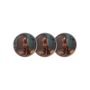 Vizsla Pumpkins Halloween Scary  Golf Ball Marker