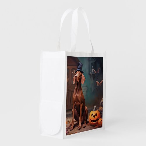 Vizsla Pumpkins Halloween Scary  Grocery Bag