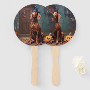 Vizsla Pumpkins Halloween Scary  Hand Fan
