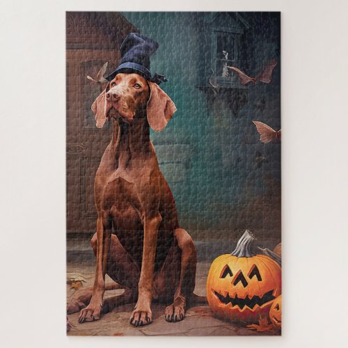 Vizsla Pumpkins Halloween Scary  Jigsaw Puzzle