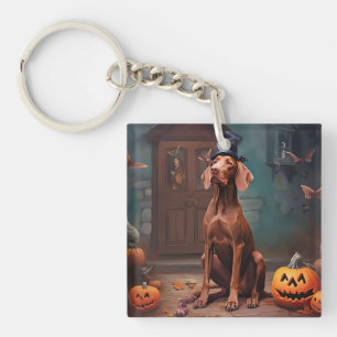 Vizsla Pumpkins Halloween Scary Keychain