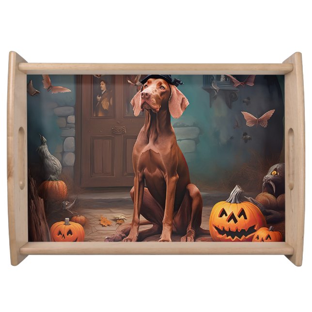 Vizsla Pumpkins Halloween Scary  Serving Tray (Front)