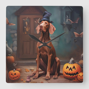 Vizsla Pumpkins Halloween Scary Square Wall Clock