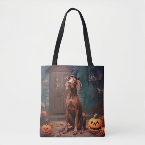 Vizsla Pumpkins Halloween Scary  Tote Bag