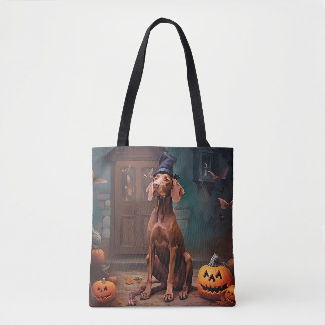 Vizsla Pumpkins Halloween Scary  Tote Bag (Front)