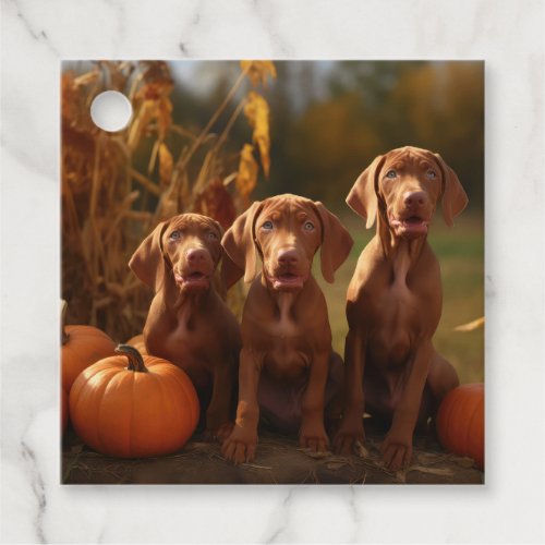 Vizsla Puppy Autumn Delight Pumpkin Favor Tags