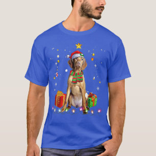 Vizsla Santa Fuuny Christmas Tree Lights Xmas Paja T-Shirt