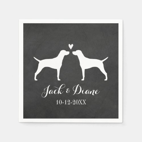 Vizsla Silhouettes Wedding Couple Custom Text  Napkins