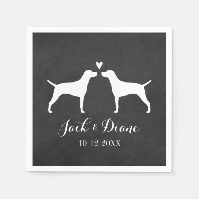 Vizsla Silhouettes Wedding Couple Custom Text  Napkins (Front)