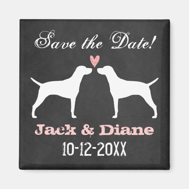 Vizsla Silhouettes Wedding Save the Date Magnet (Front)