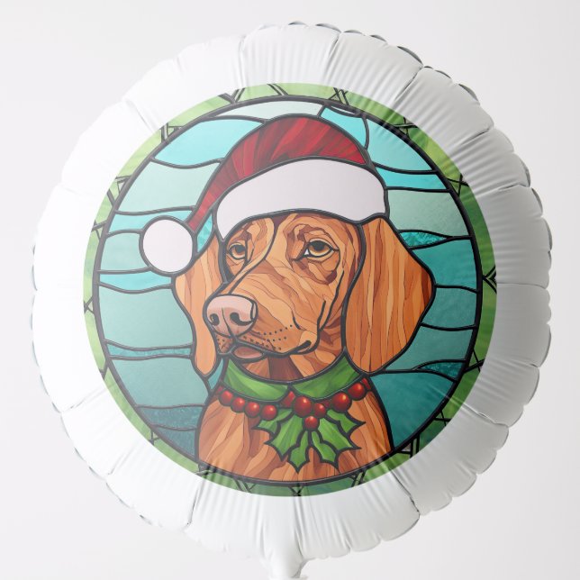 Vizsla Stained Glass Christmas  Balloon (Front)