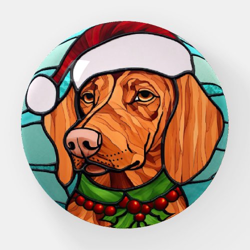 Vizsla Stained Glass Christmas  Paperweight