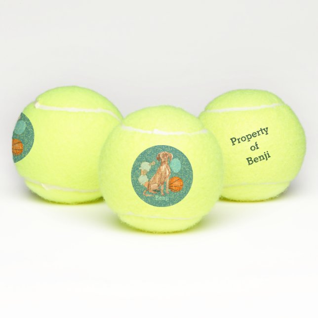 Vizsla Teal Personalized  Tennis Balls (Multi)