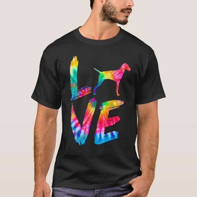 Vizsla Tie Dye Love Dog Mom Dad T-Shirt (Front)