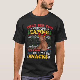 Vizsla Ugly Xmas They See You'Re Eating For Christ T-Shirt