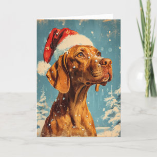 Vizsla vintage personalized Christmas Holiday Card