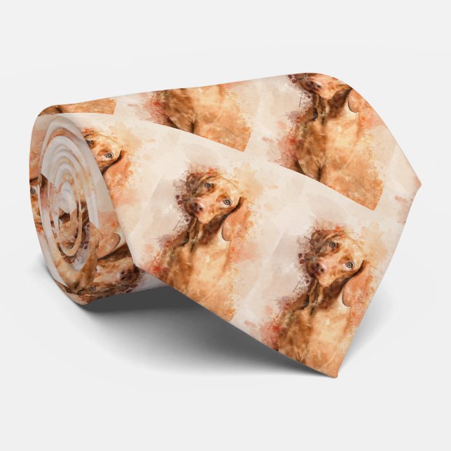 Vizsla Watercolour Neck Tie (Rolled)