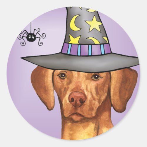 Vizsla Witch Classic Round Sticker