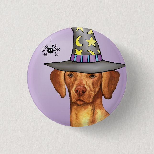 Vizsla Witch Pinback Button (Front)