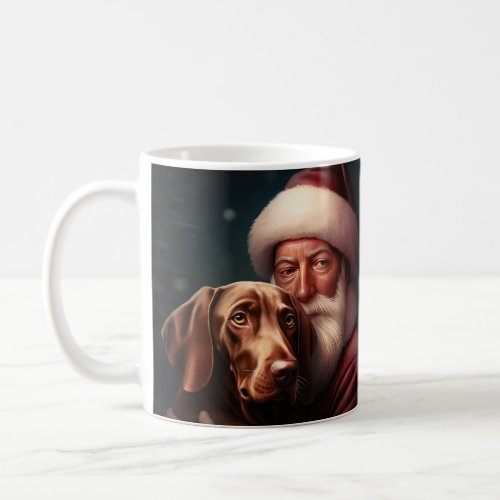 Vizsla With Santa Claus Festive Christmas Coffee Mug