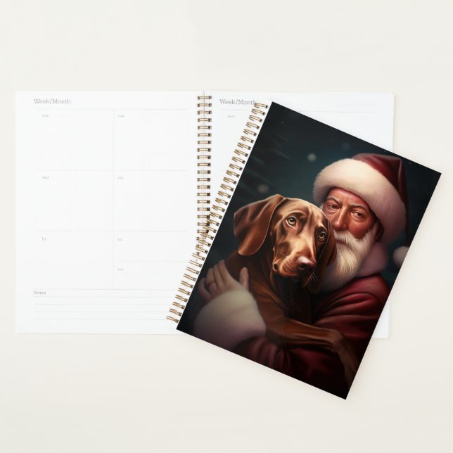 Vizsla With Santa Claus Festive Christmas Planner (Display)