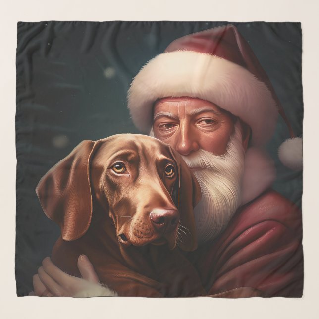 Vizsla With Santa Claus Festive Christmas Scarf (Front)