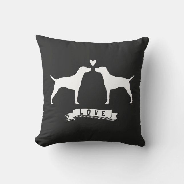 Vizslas Love - Dog Silhouettes with Heart Throw Pillow (Front)