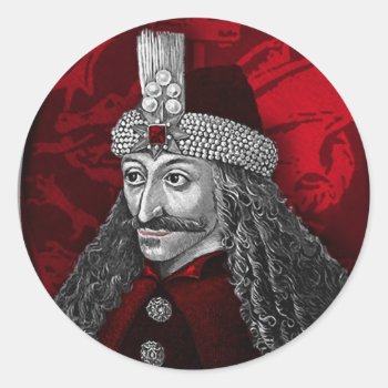 Vlad Dracula Gothic Classic Round Sticker by themonsterstore at Zazzle