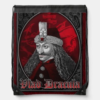 Vlad Dracula Gothic Drawstring Bag by themonsterstore at Zazzle