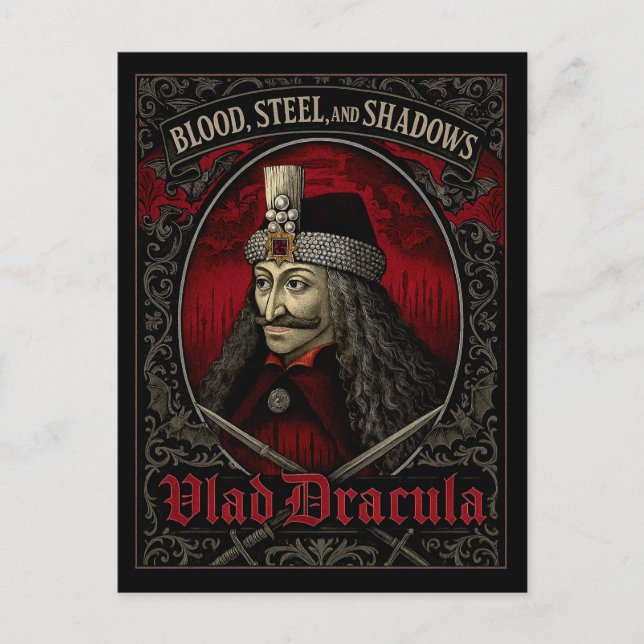 Vlad Dracula Gothic Postcard – Blood Steel Shadows (Front)