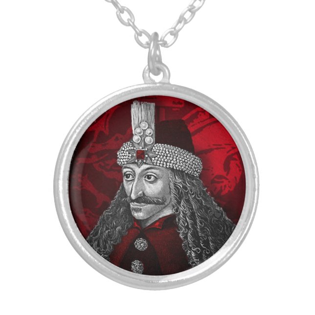 Vlad Dracula Gothic Silver Plated Necklace (Front)