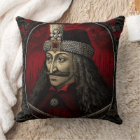 Vlad Dracula Throw Pillow – Dark Vampire Horror