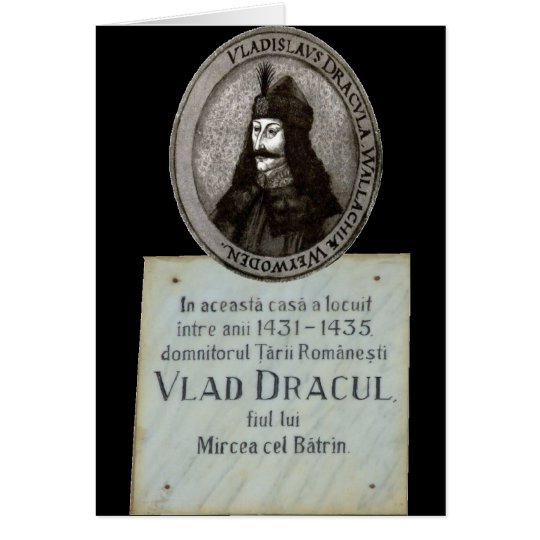 Vlad Draculeala and memorial at Bran Card