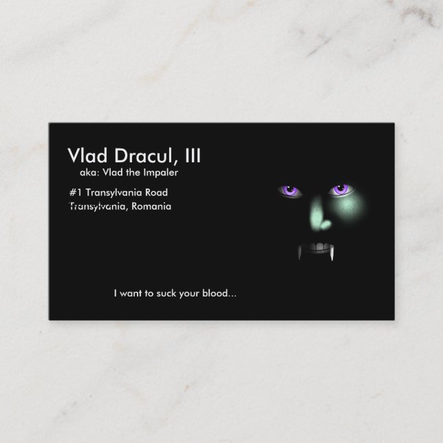 Vlad Dracul's business card (Front)