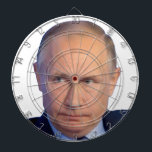 Vladimir Putin President of Russia Dart Board<br><div class="desc">Vladimir Putin President of Russia Dartboard features a closeup photograph of war criminal and Ukraine destroyer for your target practice. The Bull's Eye is right between Putin's eyes. Fun for you and all your friends. Stand with Ukraine. You can, of course, customize this Putin dartboard by changing the image and...</div>