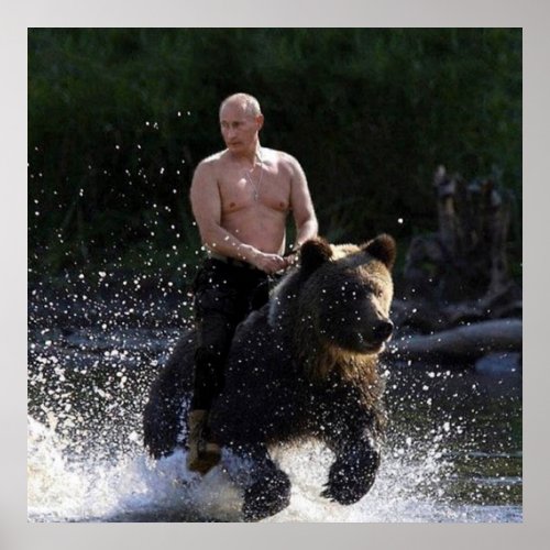 Vladimir Putin Riding a Bear Poster