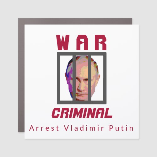 Vladimir Putin War Criminal Behind Bars Car Magnet