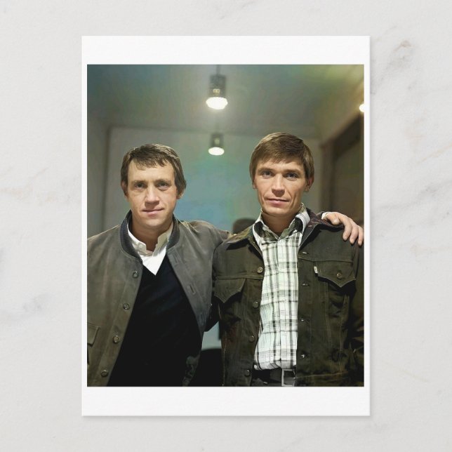 Vladimir Vysotsky and Ivan Bortnik. Postcard (Front)