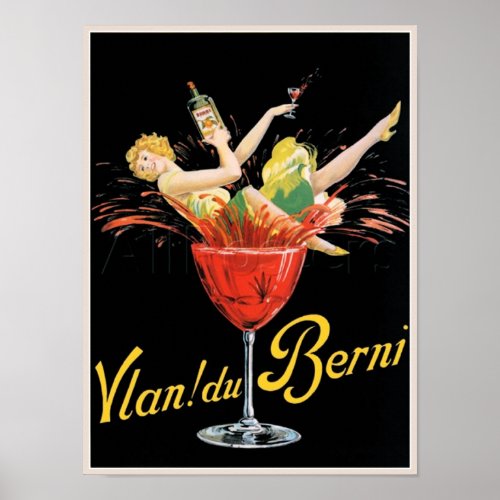 Vlan du Berni Vintage Wine Advertisment Poster