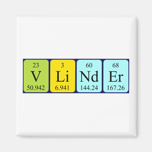 Vlinder periodic table name magnet (Front)
