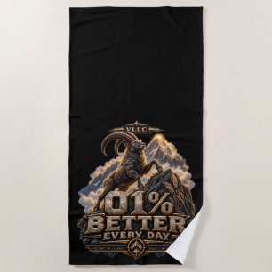 VLLC 1% Better Every Day Mountain Goat Motivation Beach Towel