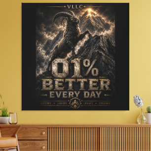 VLLC 1% Better Every Day Mountain Goat Motivation Canvas Print