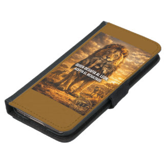 VLLC Lion Vs Wolf Motivational Quote Lion King Wal Samsung Galaxy S5 Wallet Case
