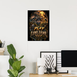 VLLC Play The Long Game Motivation Alligator Art Poster