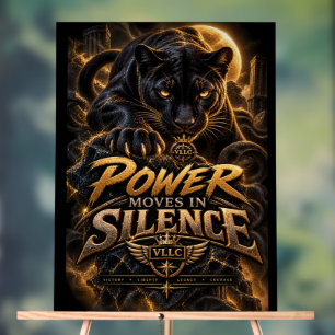 VLLC Power Moves In Silence Black Panther Motivati Acrylic Sign