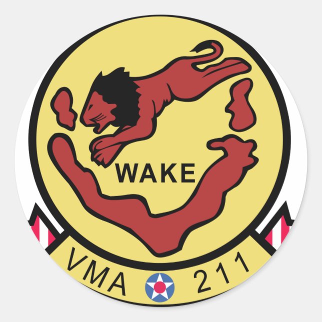 VMA-211 Wake Island Avengers Classic Round Sticker (Front)